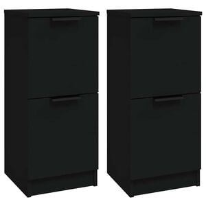 vidaXL Sideboards 2 Stk. Schwarz 30x30x70 cm Holzwerkstoff