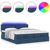 vidaXL Ottoman-Bett mit Matratzen & LEDs Blau 180x200 cm Stoff