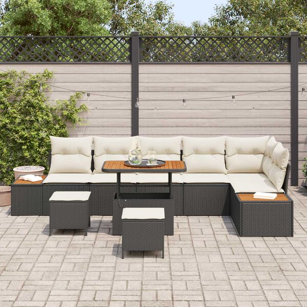 vidaXL Gartensofa-set 9 pcs Schwarz Poly-Rattan