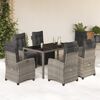 vidaXL 7-tlg. Garten-Essgruppe mit Kissen Grau Poly Rattan