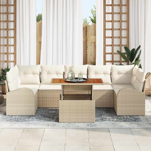 vidaXL Garten-Sofa-Set mit Kissen 8 pcs Beige und Creme
