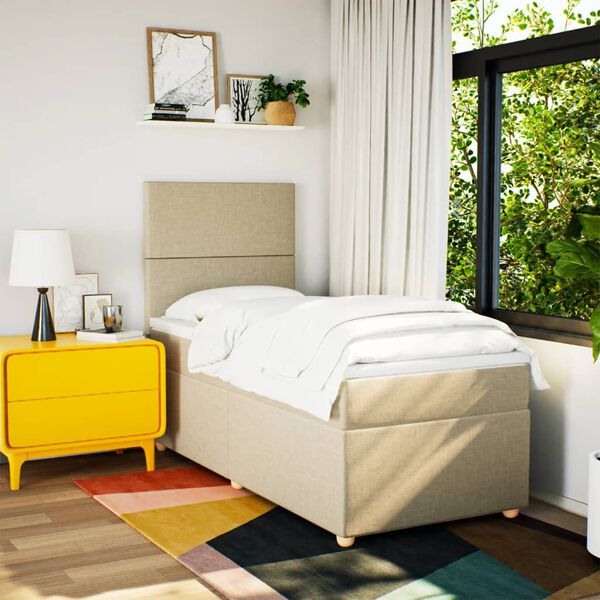 vidaXL Boxspringbett mit Matratze Creme 80x200 cm Stoff