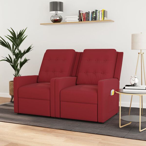 vidaXL 2-Sitzer Massagesessel Weinrot Stoff