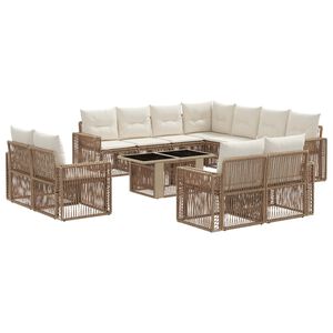 vidaXL Gartensofa-set 12 stk. Beige und Cremewei&szlig; Poly-Rattan