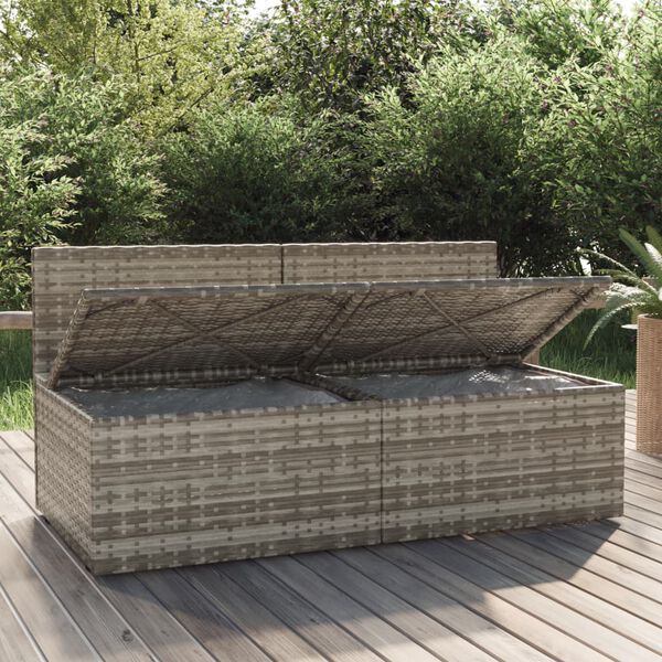 vidaXL Gartensofa 2-Sitzer mit Kissen Grau Poly Rattan