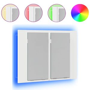 vidaXL LED-Bad-Spiegelschrank Wei&szlig; 60x12x45 cm Acryl