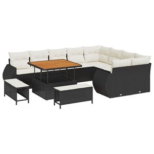 vidaXL Gartensofa-set 12 stk. 12-Sitzer Schwarz und Creme