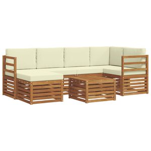 vidaXL Outdoor-Sofagarnitur 7 stk. Natur und Creme Polyester