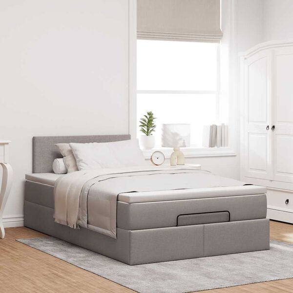 vidaXL Ottoman-Bett mit Matratze Taupe 120x190 cm Stoff