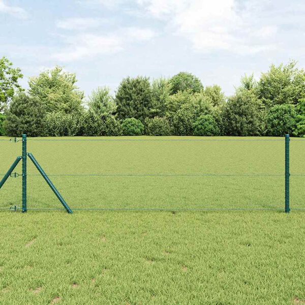 vidaXL Zaunpfosten Gr&uuml;n 10 x 0,6 m (13 mm Maschen) Stahl und PVC