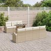 vidaXL Gartensofa-set mit Kissen mit Speicher 8 pcs Beige Poly Rattan