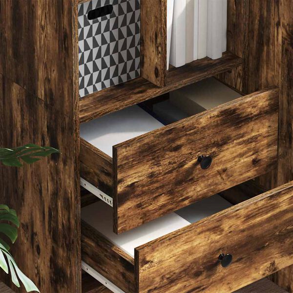 vidaXL Highboard mit Schubladen Geräucherte Eiche 45,5 x 34 x 127 cm