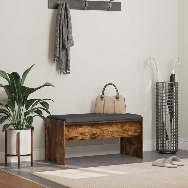 vidaXL Flurbank mit Kissen Ger&auml;ucherte Eiche 83 x 38 x 40 cm