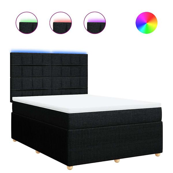 vidaXL Boxspringbett mit Matratze Schwarz 160x200 cm Stoff