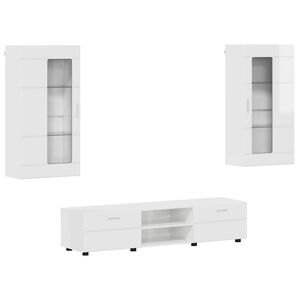 vidaXL TV-Schrankset FLORIN 3 stk. 150 x 39 x 30 cm Hochglanz Wei&szlig;