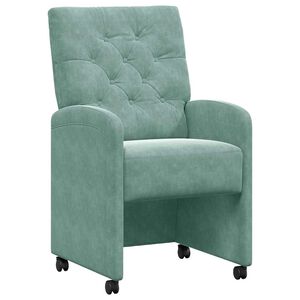vidaXL Esszimmerst&uuml;hle mit Rollen 2 pcs Meergr&uuml;n 58 x 67 x 97 cm Samt