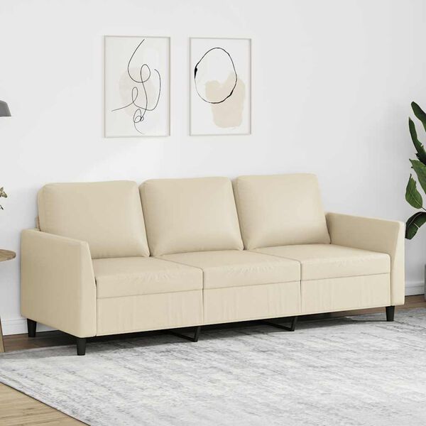 vidaXL 3-Sitzer-Sofa Creme 180 cm Kunstleder