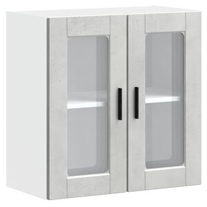 vidaXL K&uuml;chen-H&auml;ngeschrank mit Glast&uuml;r Porto Betongrau