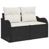 vidaXL Garten-Sofa-Set mit Kissen 7 pcs Schwarz und Wei&szlig; Poly Rattan