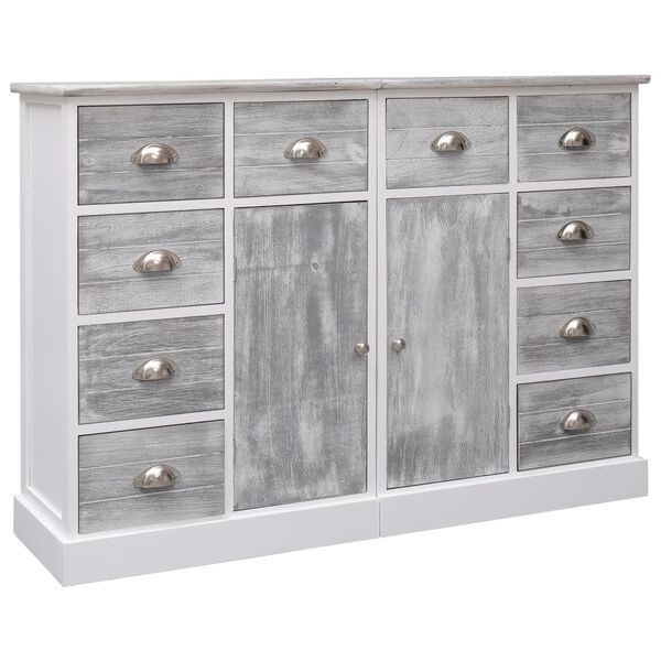 vidaXL Sideboard mit 10 Schubladen Grau 113x30x79 cm Holz