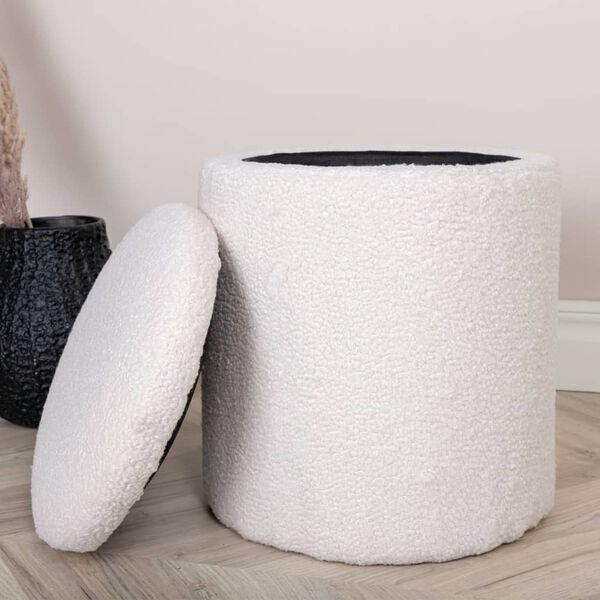 Venture Home Hocker Limpen 32x32x40 cm Teddy Wei&szlig;
