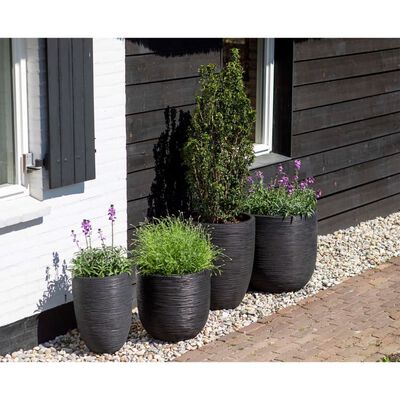 Capi Blumentopf Nature Rib Elegant Niedrig 46 x 58 cm Schwarz