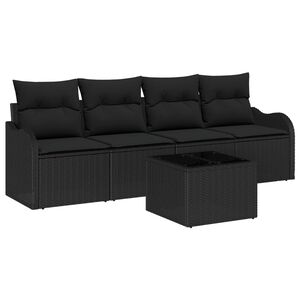 vidaXL Gartensofa-set Schwarz Poly-Rattan