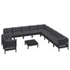 vidaXL 12-tlg. Garten-Lounge-Set mit Kissen Schwarz Massivholz Kiefer