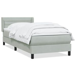 vidaXL Boxspringbett mit Matratze Hellgrau 90x210 cm Samt