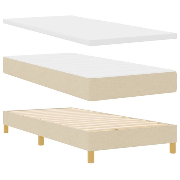 vidaXL Boxspringbett mit Matratze Creme 100 x 200 cm Stoff