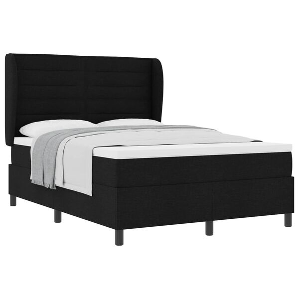 vidaXL Boxspringbett mit Matratze Schwarz 140 x 200 cm Stoff