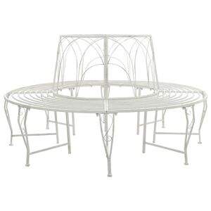 vidaXL Baumbank 8-Sitzanzahl &Oslash; 160 x 89 cm Stahl Antik Wei&szlig; Rund