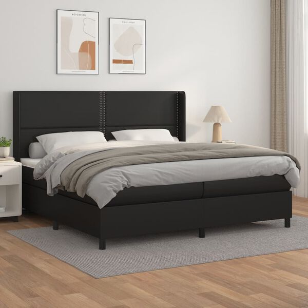 vidaXL Boxspringbett mit Matratze Schwarz 200x200 cm Kunstleder
