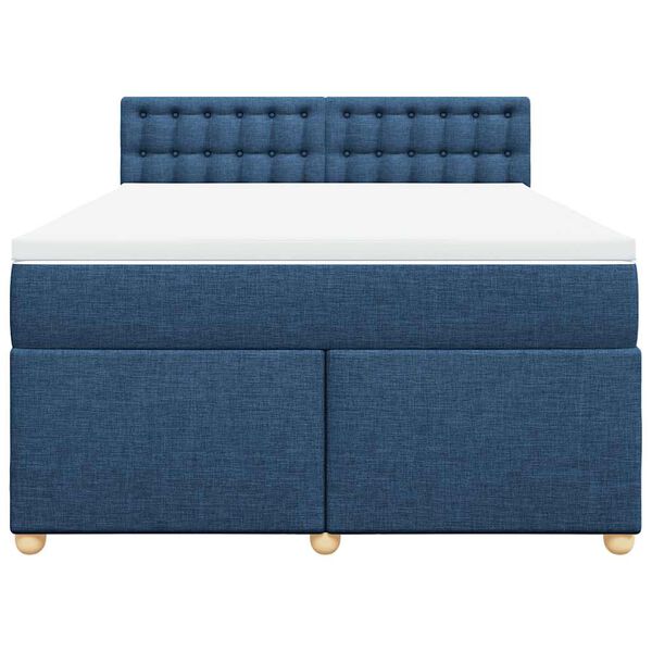 vidaXL Boxspringbett mit Matratze Blau 140x190 cm Stoff