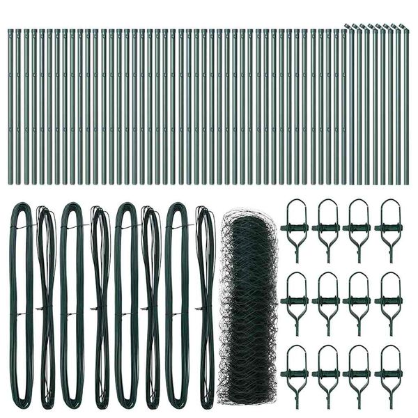 vidaXL Zaunpfosten Gr&uuml;n 100 x 0,4 m (50 mm Netz) Stahl und PVC