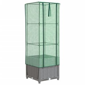 vidaXL Hochbeet mit Gew&auml;chshaus-Aufsatz Rattan-Optik 40x40x139 cm