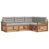 vidaXL Outdoor-Sofagarnitur mit Kissen 4 pcs Nat&uuml;rlich und Hellgrau