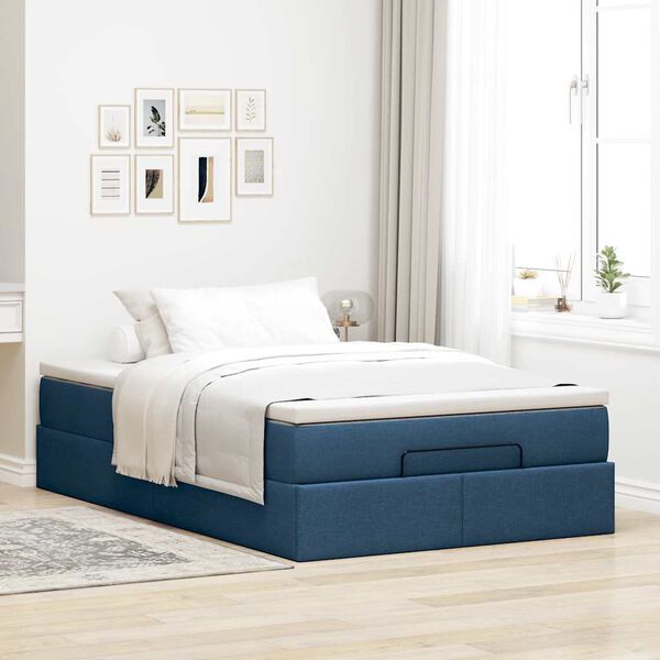 vidaXL Ottoman-Bett mit Matratze Blau 120x190 cm Stoff