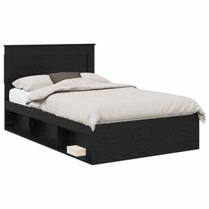 vidaXL Bettrahmen Uni Schwarz 120 x 190 cm Massives Kiefernholz