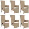 vidaXL 7-tlg. Garten-Essgruppe mit Kissen Beige Poly Rattan