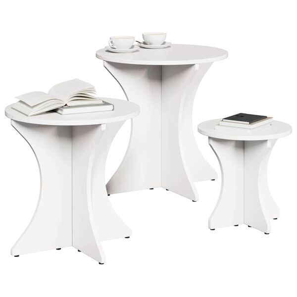 vidaXL Couchtisch 3 pcs Weiß