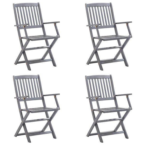vidaXL Klappbare Gartenstühle 4 Stk. mit Sitzkissen Massivholz Akazie
