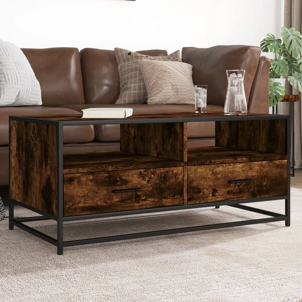 vidaXL Couchtisch R&auml;uchereiche 100x50x45 cm Holzwerkstoff und Metall
