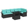 vidaXL Garten-Sofa-Set mit Kissen 7 pcs Schwarz Poly Rattan