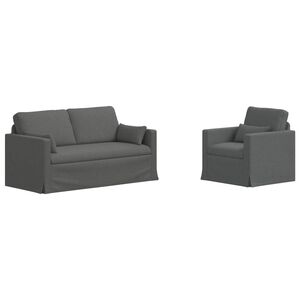 vidaXL Sofa Set 2 stk. Dunkelgrau Stoff