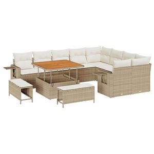 vidaXL Gartensofa-set 12 stk. Beige Poly-Rattan