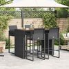 vidaXL 5-tlg. Gartenbar-Set ohne Kissen Schwarz Poly Rattan Akazie