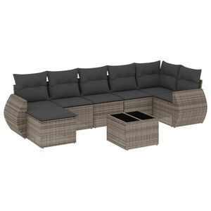 vidaXL 8-tlg. Garten-Sofagarnitur mit Kissen Grau Poly Rattan