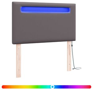 vidaXL LED Kopfteil Grau 90 cm Kunstleder