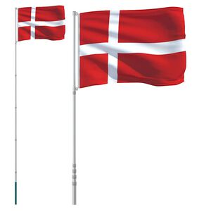 vidaXL Flagge D&auml;nemarks mit Mast 5,5 m Aluminium